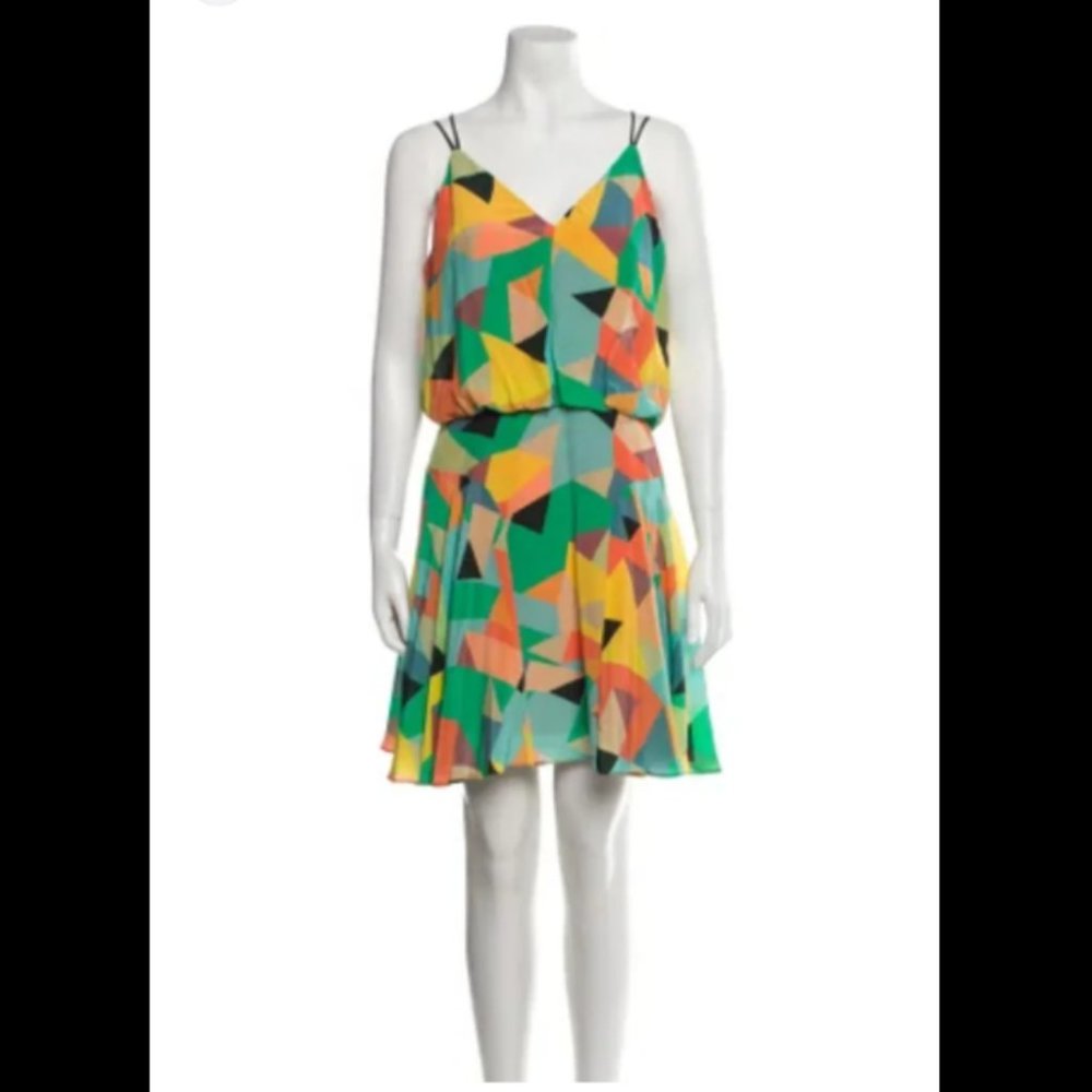Milly Abstract Silk mini dress in size 6 Made in USA